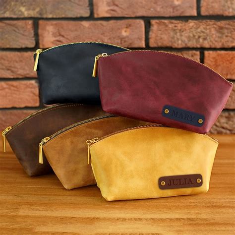 makeup bags with fake leather|personalized leather cosmetic bag.